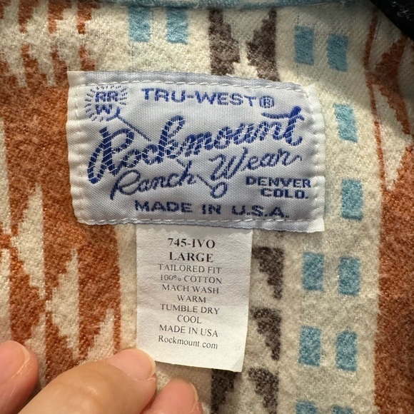 Rockmount Women's western Flannel Jacquard Shirt in Ivory & Brown - Picture 6 of 8